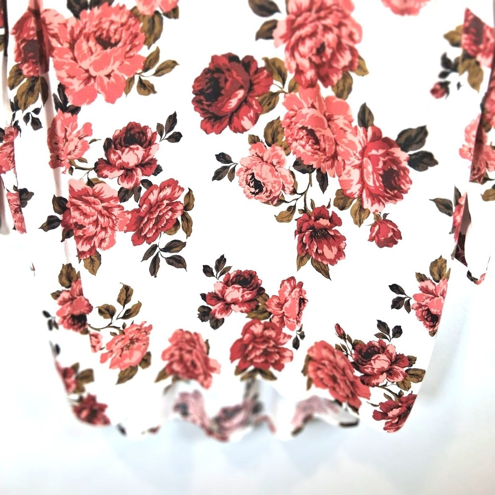 Torrid Blouse L Womens Plus White Pink Floral Bell Sleeve Bloomcore Boho V-Neck - Picture 4 of 11